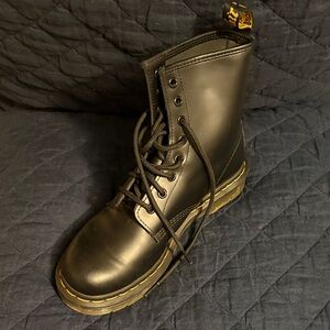 Dr. Martens Black Combat Boots with Yellow Stitching